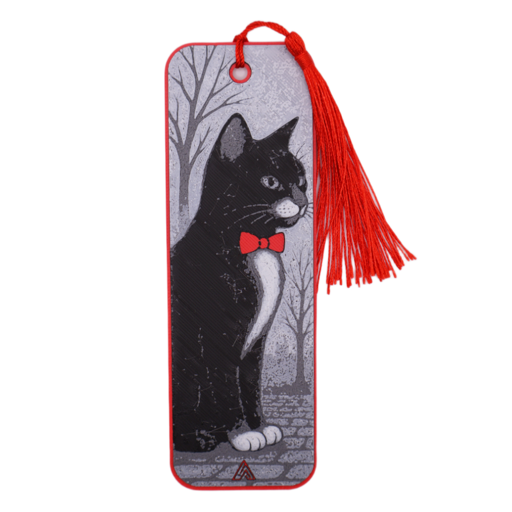 Bookmark Cat with red ribbon