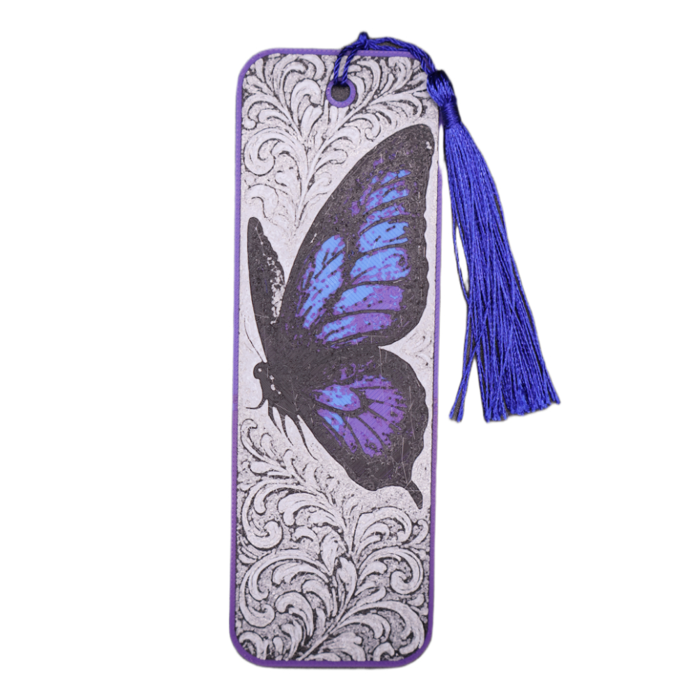 Bookmark Flying Blue Butterfly